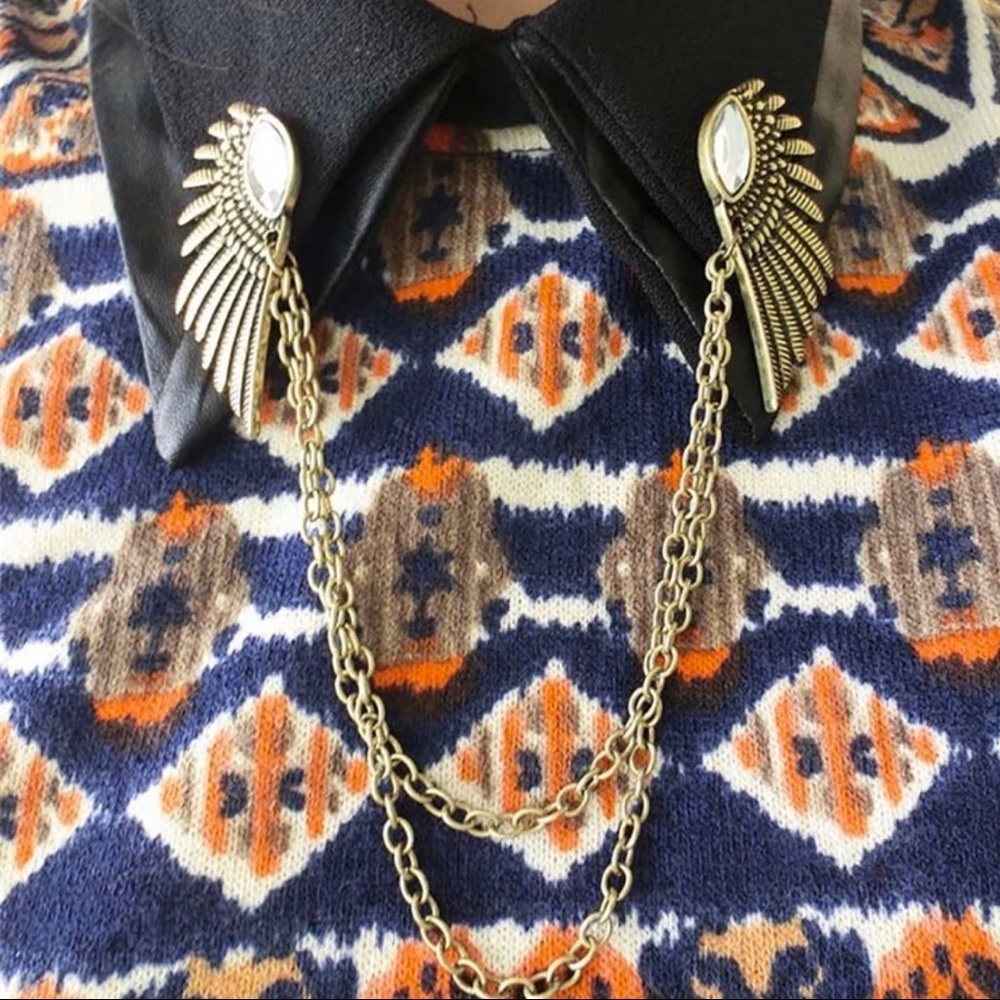 Sweater Angel Antique Wings Crystal Brooch Collar